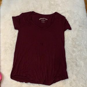 Burgundy V-neck beach day top